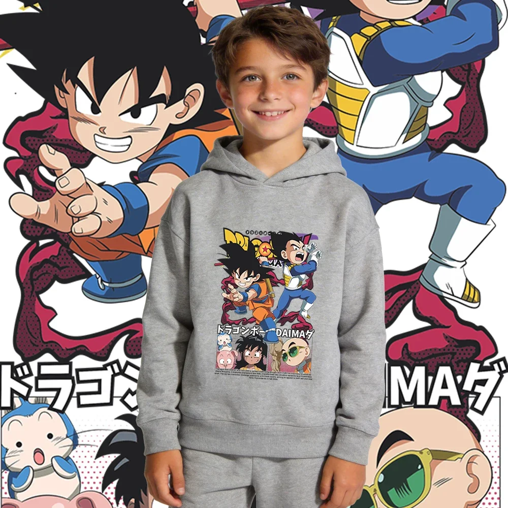 Dragon Ball Jugend Übergroßes Sport-Kapuzen-Sweatshirt - Saiyan Anime-Druck Atmungsaktiver Komfortabler Kinder-Mantel – Detail 5