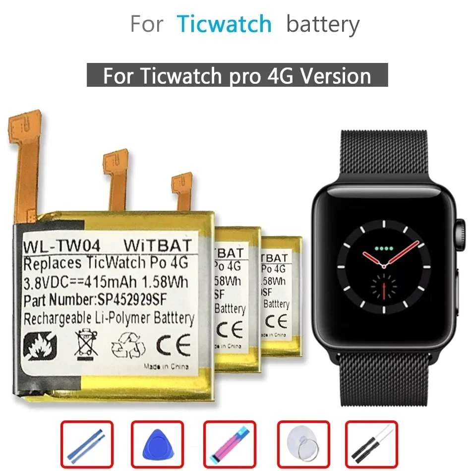 SP452929SF 415mAh Battery for Ticwatch Pro 4G Bluetooth Version Watch High Quality Batterie Warranty 2 Years + Track Code