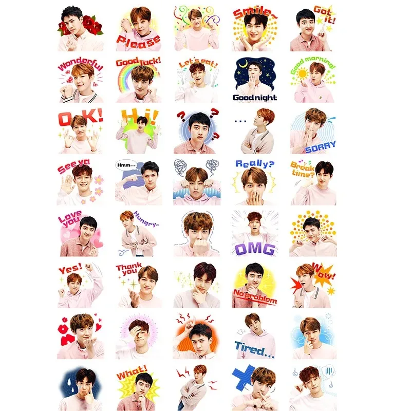 40pcs Creative Cute Self-made Exo Q Version Pretty Boys Scrapbooking Stickers /Decorative Sticker /DIY Craft Photo Albums