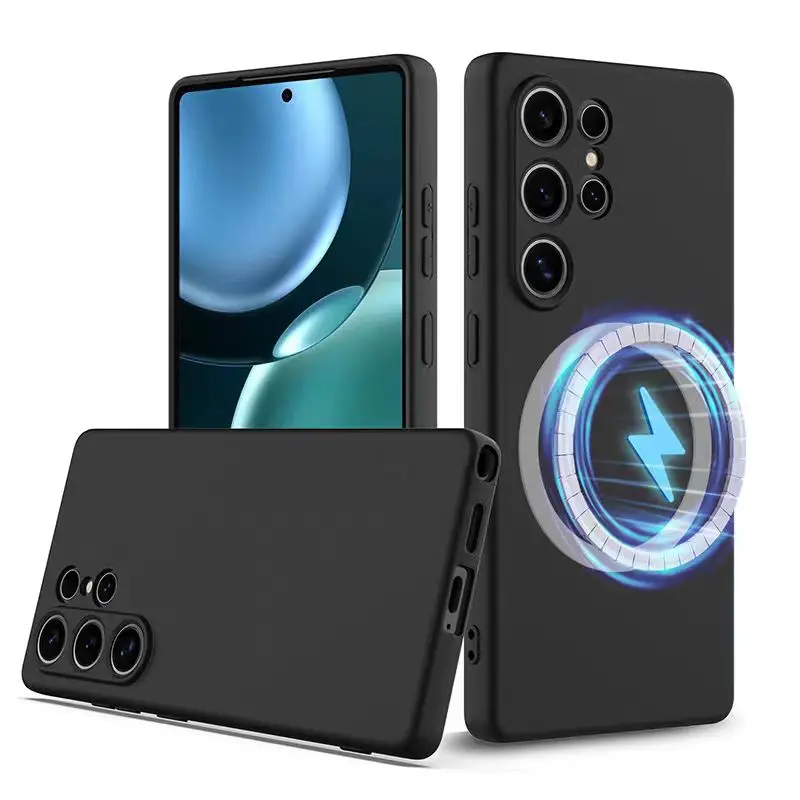 

Matte Liquid Silicone Case For Samsung Galaxy S26 Ultra S25 S24 Anti-Fingerprint Magnetic Shockproof Armor Back Cover + Lanyard