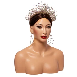 JOJO-E Fashion Beauty Realistic Makeup Fiberglass Mannequin Head for Jewelry Wig Hat Display