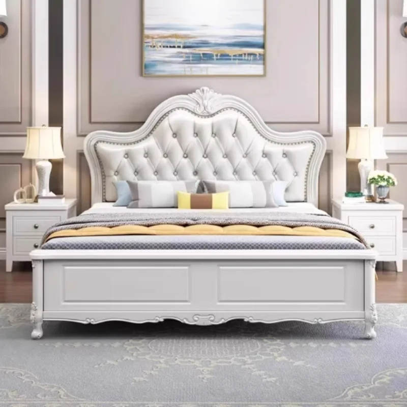 

Headboard Frame Double Bed King Size Wooden Twin Living Room Double Bed Modern White Letto Matrimoniale Bedroom Furniture