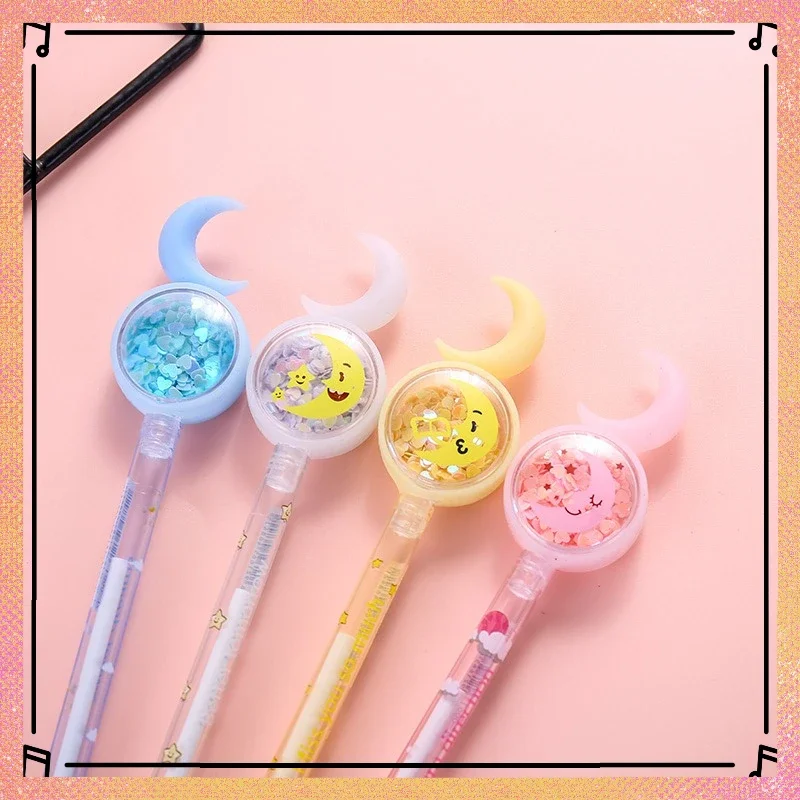 Wholesale Creative Network Red Moon Heart Sequined Gel Pens Set Cute Students Office Stationery Prize Kawaii Stationery