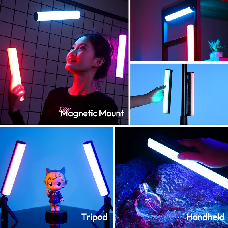 Ulanzi B15RGB 15W Magnetic Tube Light Handheld Led Stick Light 1800-9000K CCT 3300mAh for Youtube Vlog Live Photography Studio