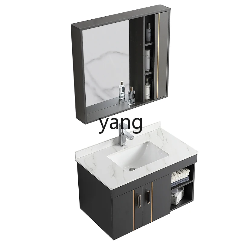 

LH light luxury rock slab integrated basin bathroom cabinet combination solid wood bathroom set bathroom washbasin