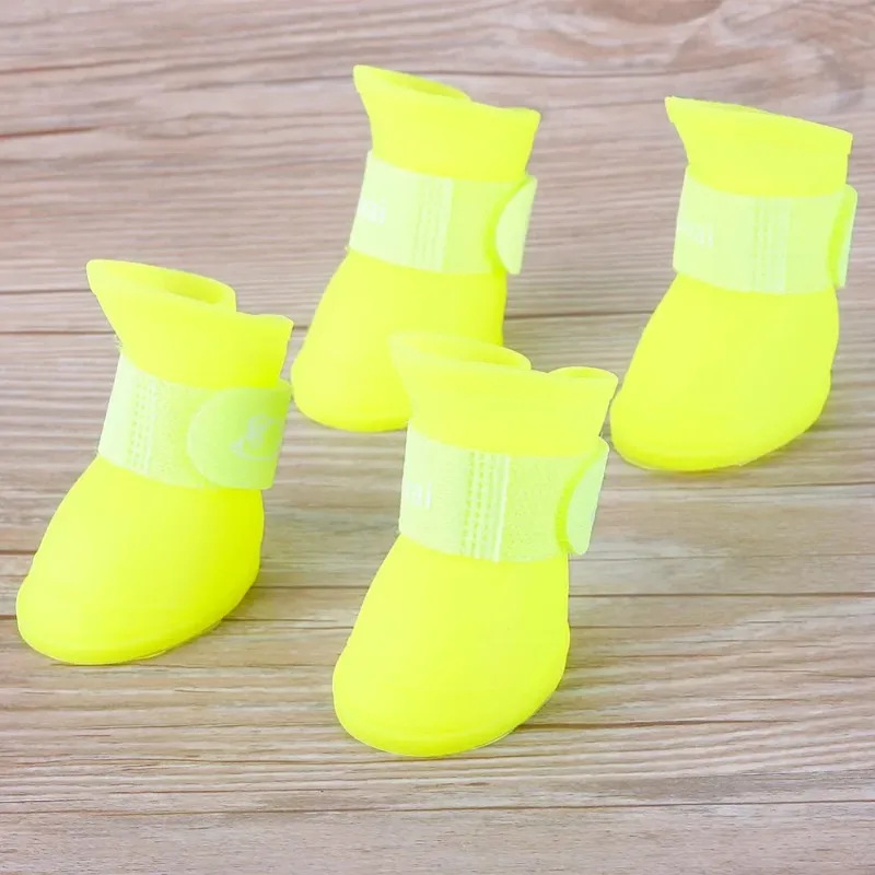 4PCS Dogs Boots for Small Dogs  Summer Pet Dog Shoes Waterproof Pet Rain Shoes for Dog Puppy Rubber Boots Durable Shoes Boots