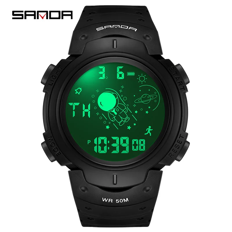 

SANDA 2155 Electronic Watch Men Leisure Creative Sports Watche Waterproof Luminous Chronograph Silicone Wristwatches for Male