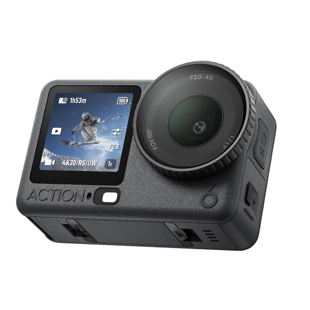 Boîte ouverte, état neuf à 99,99 % - DJI Osmo Action 6 Combo Amélioré/Essentiel, caméra d'action à capteur 1/1,1 pouce et à ouverture variable pour multiples scénarios