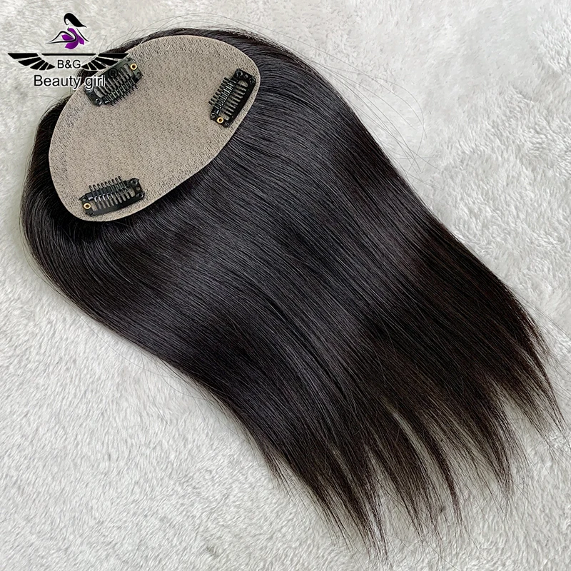 

Fringe Bangs Human Hair Topper For Women Middle Part Clip In Toupee With 3D Air Bang Hair 10inch Straight Hair Bangs