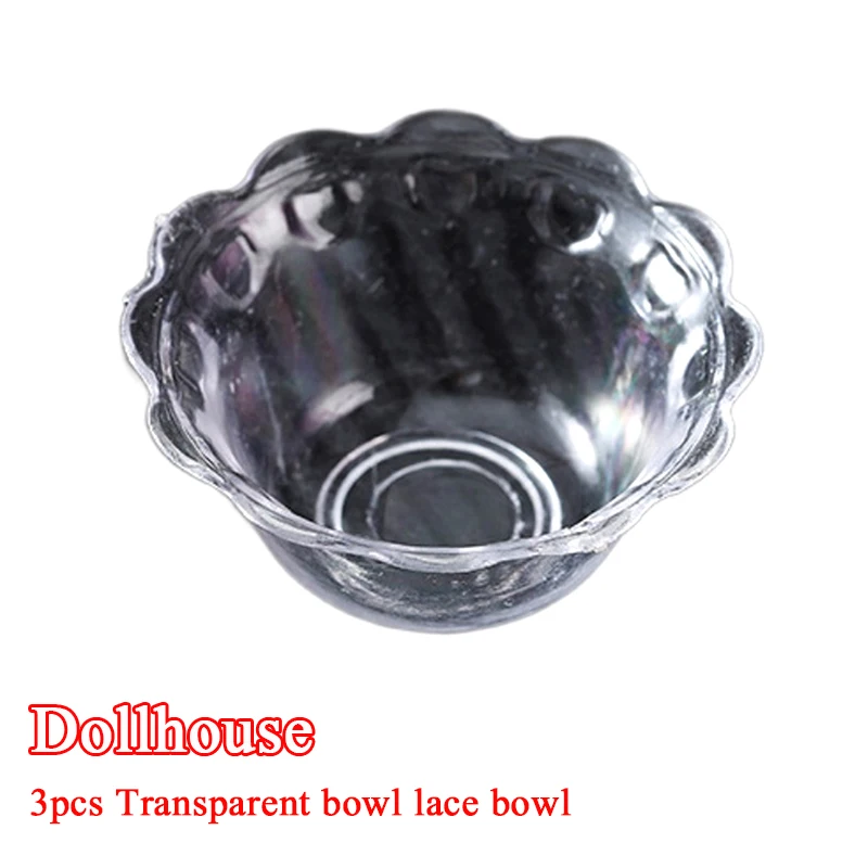 3pcs Dollhouse Mini Bowl Miniature Food Play Scene Decoration Model Dollhouse Kitchen Furniture Accessories