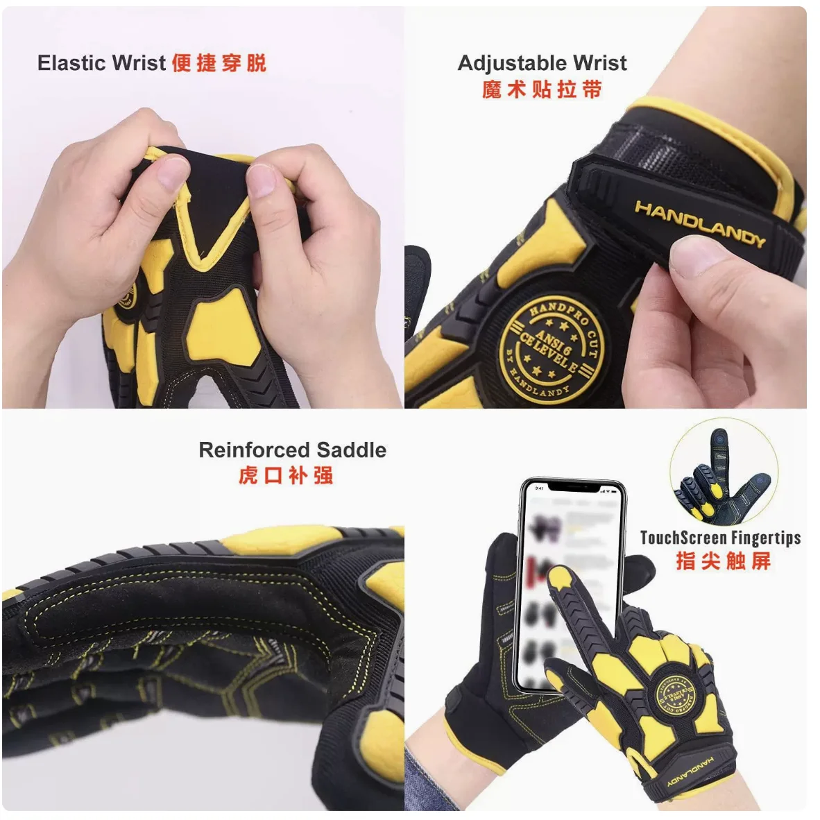 Work Glove Impact - Guantes de Trabajo Resistentes, Protección Contra