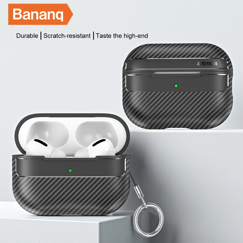 

Bananq Shockproof Earphone Case For Apple Airpods 3 2 1 Carbon Fiber Texture Soft Silicone Bluetooth Cover For AirPods Pro 2