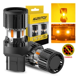 AUXITO 2Pcs WY21W LED Canbus T20 7440 W21W LED Amber Yellow Error Free Turn Signal Light Bulbs With Fan No Hyper Flash Car Lamp
