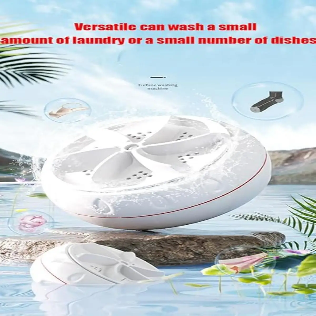 Portable Washing Machine, Ultrasonic Turbine Portable Washing Machine Mini Dishwasher with Suction Cups for Sock, Underwear