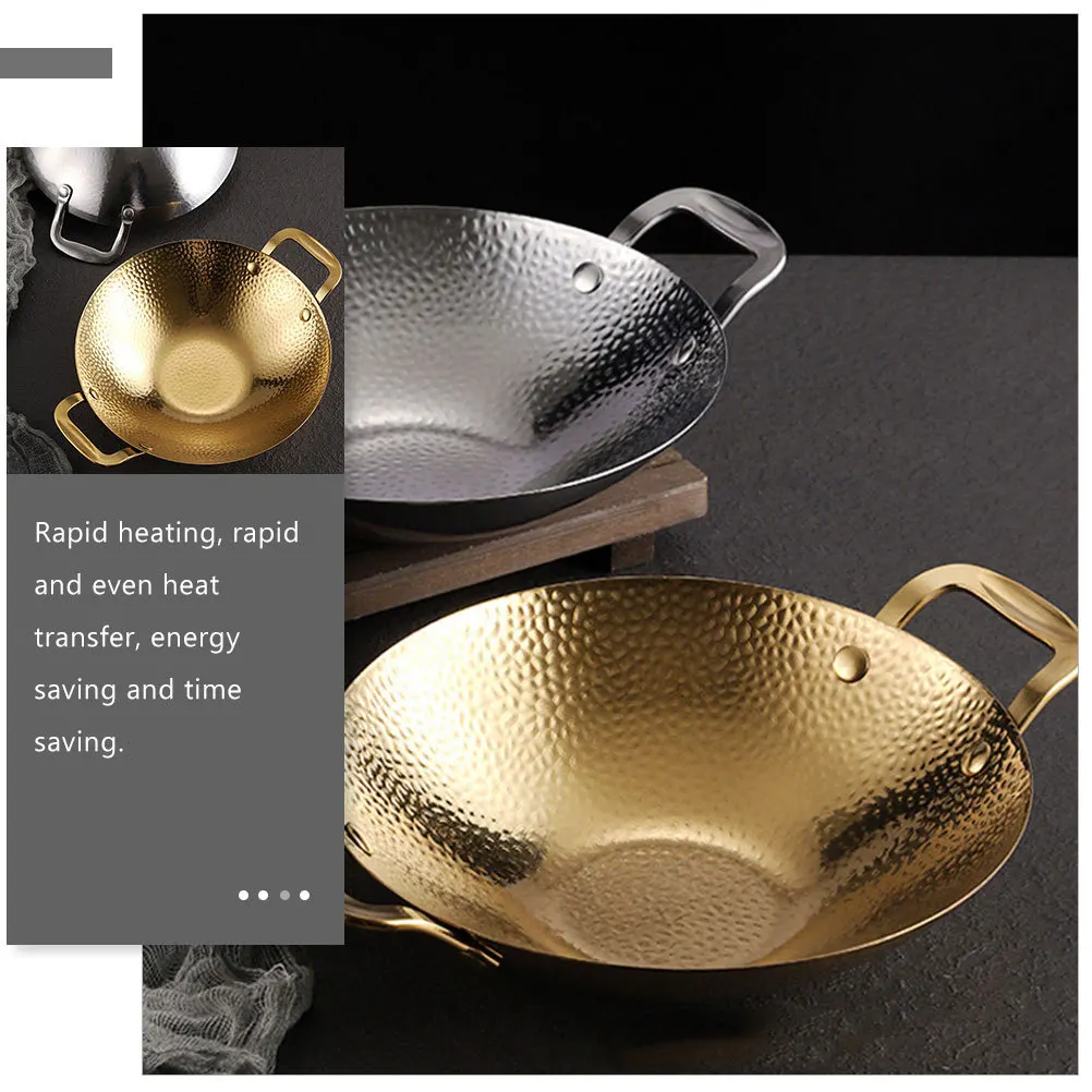 

1pc Hammered Dry Stainless Steel Double Handle Non-Slip Anti-Scalding Cooking For Hot Seafood Stew Kitchen Metal Pot Stock Pot