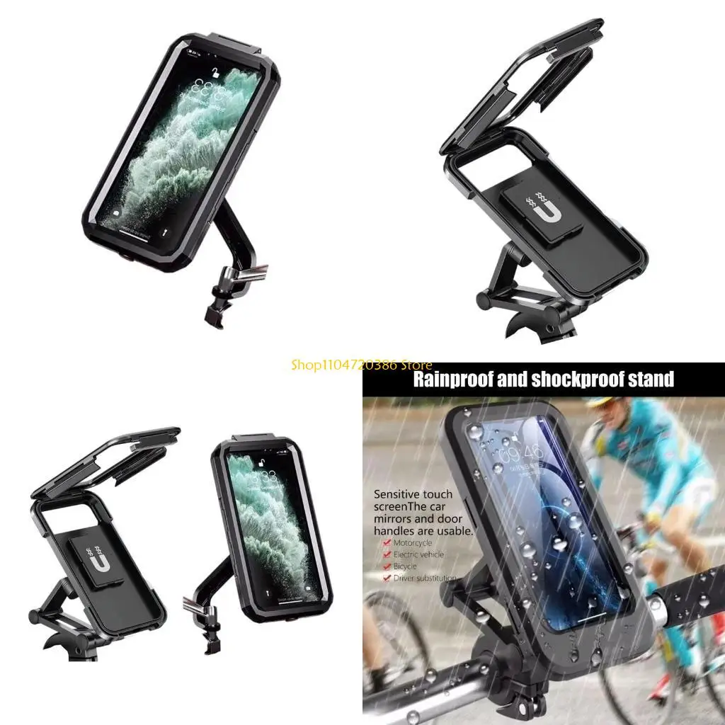 K0EA Shockproof ABS Motorcycle Phone Holder Adjustable Height 360 Rotation Secure Lock