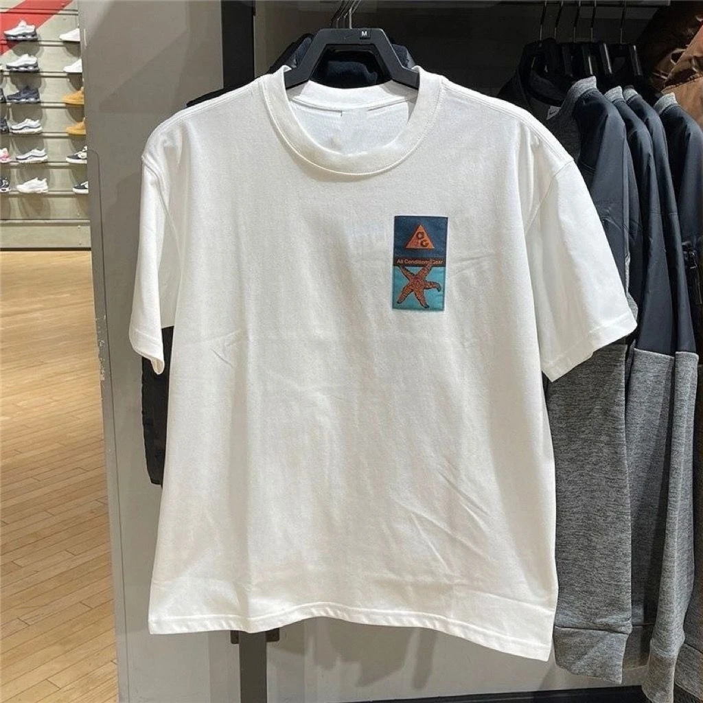 

CG Limited Men's Summer Sports and Leisure Starfish Printing Pure Cotton Loose Round Neck Short-sleeved T-shirt Pure Cotton