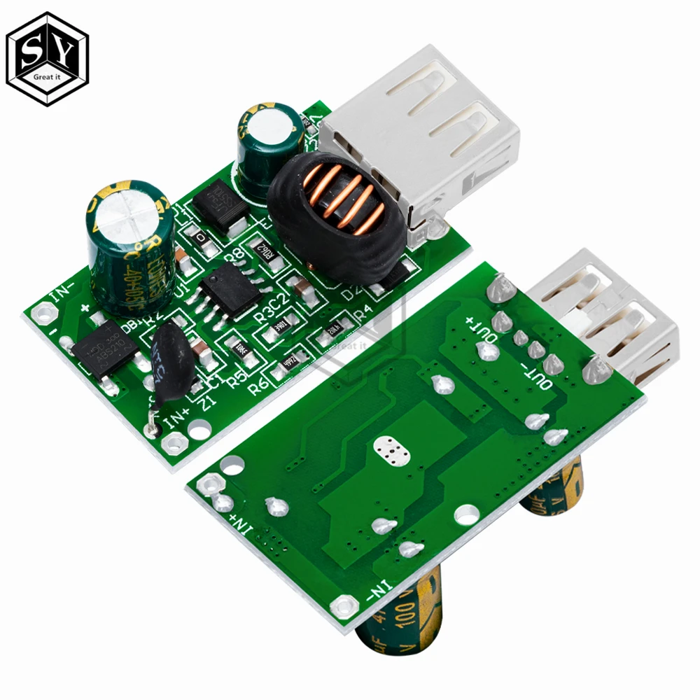 12V 24V 48V 60V 72V DC-DC Step Down Buck Converter 5V 2A Dual USB Output Car Phone Power Supply Charging Module Charger Board