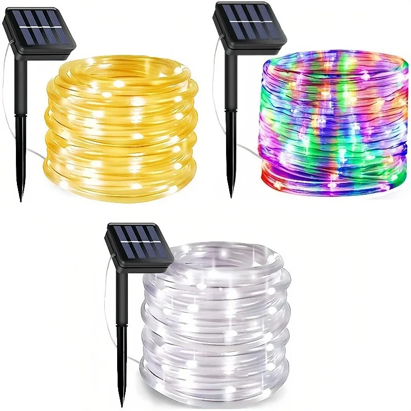

Solar Rope Tube LED String Lights 8 Lighting Modes IP65 Fairy Light Christmas Garland For Garden Party Wedding Tree Decoration