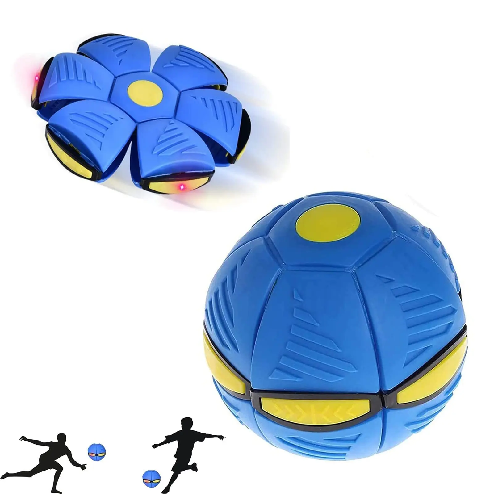 Flying UFO Flat Throw Disc Ball Thickened Elastic Step Ball Decompression Toy Without LED Light Kid Outdoor Garden Beach Game