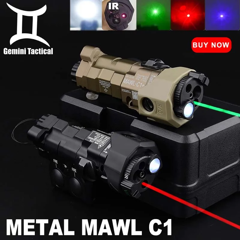 

WADSN Airsoft Mawl C1 Metal Indicator Tactical Red Green Laser Blue Dot IR Visible LED Aiming Scout Light Dual Pressure Switch