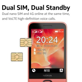 原廠諾基亞 215 2024 版本 220 4G 功能手機,2.8 吋螢幕,支援藍牙、FM 收音機,1450mAh 電池,Type-C 接口 6 最佳銷售 藍牙RCD 215 - №6