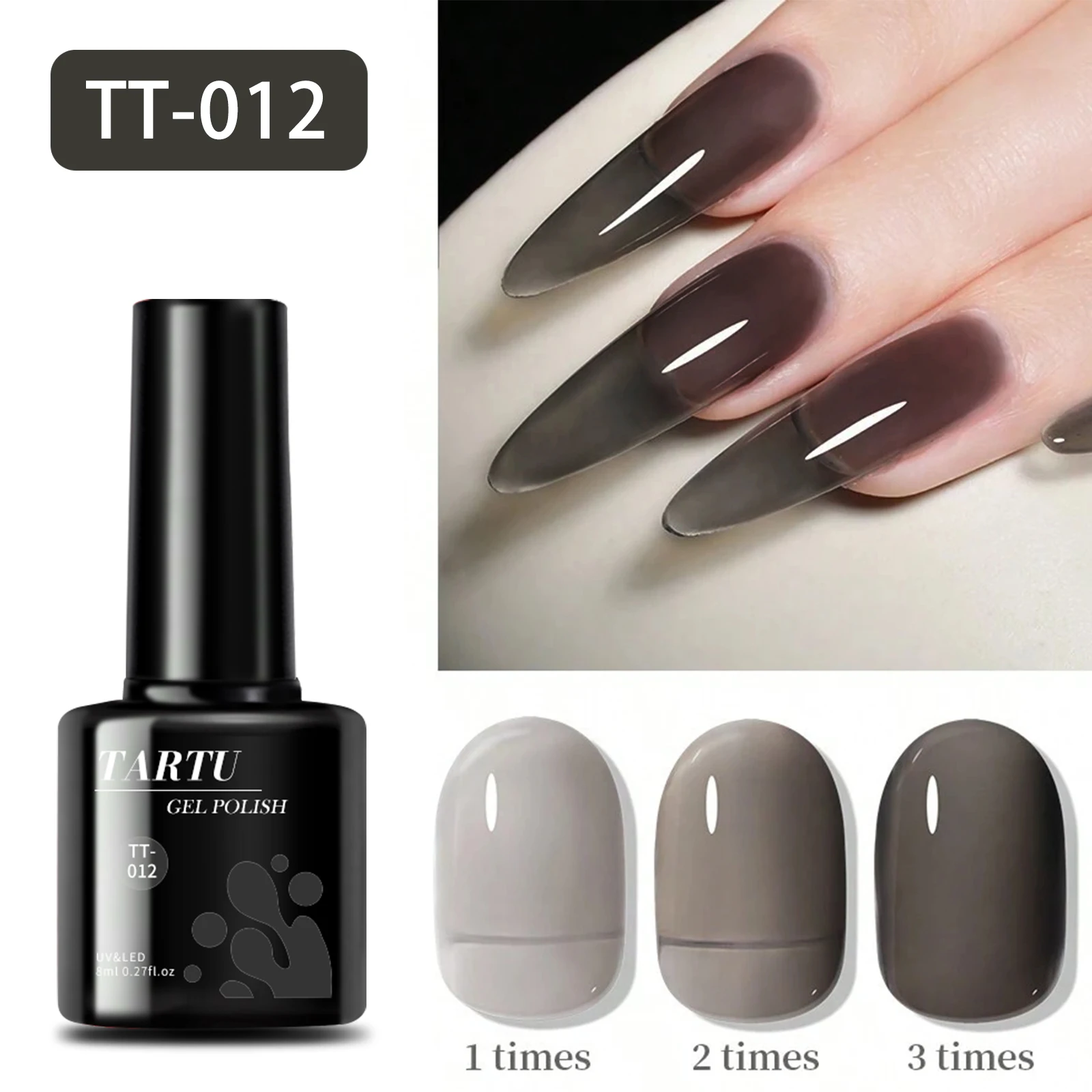 

TARTU 8 ml jelly gel nail polish, black gel nail polish, semi-permanent, suitable for home nail DIY