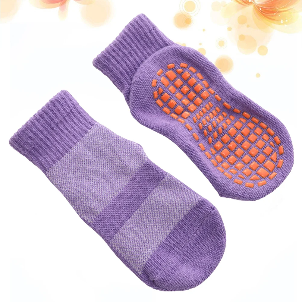 

3Pairs Non-Slip Floor Socks Kids Cotton Socks Warm S Size Orange for 1-4 Years Old Indoor Safe Play Anti-Slip Soft Breathable