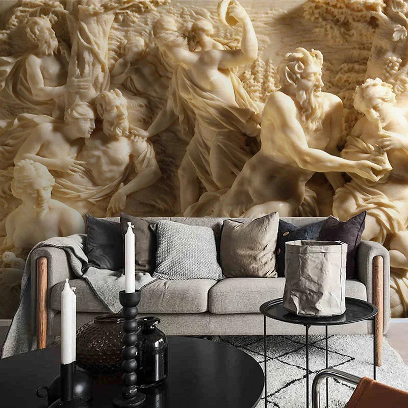 Papier peint photo personnalisé de style européen, statue de rick, 3D stéréoscopique, décor mural d\'hôtel, salon, chambre à coucher, art mural