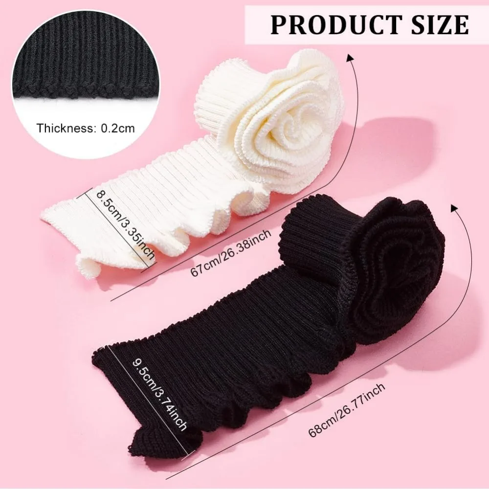 2 Styles Stretch Ribbed Fabric Cuffs Black and White Tubular Ribbed Cuffs, Ruffled Ribbed Trim Fabric for Garment Cuffs, DIY