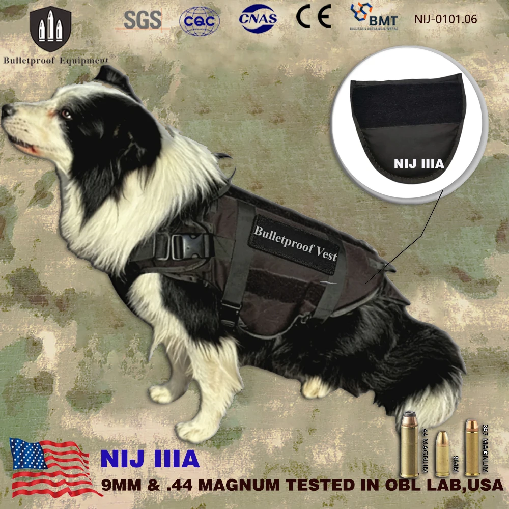 

Real NIJ IIIA.44mag Custom Plate Carrier Multi-functional Tactical Adjustable Bulletproof Vest for Dogs – Protective Body Armor