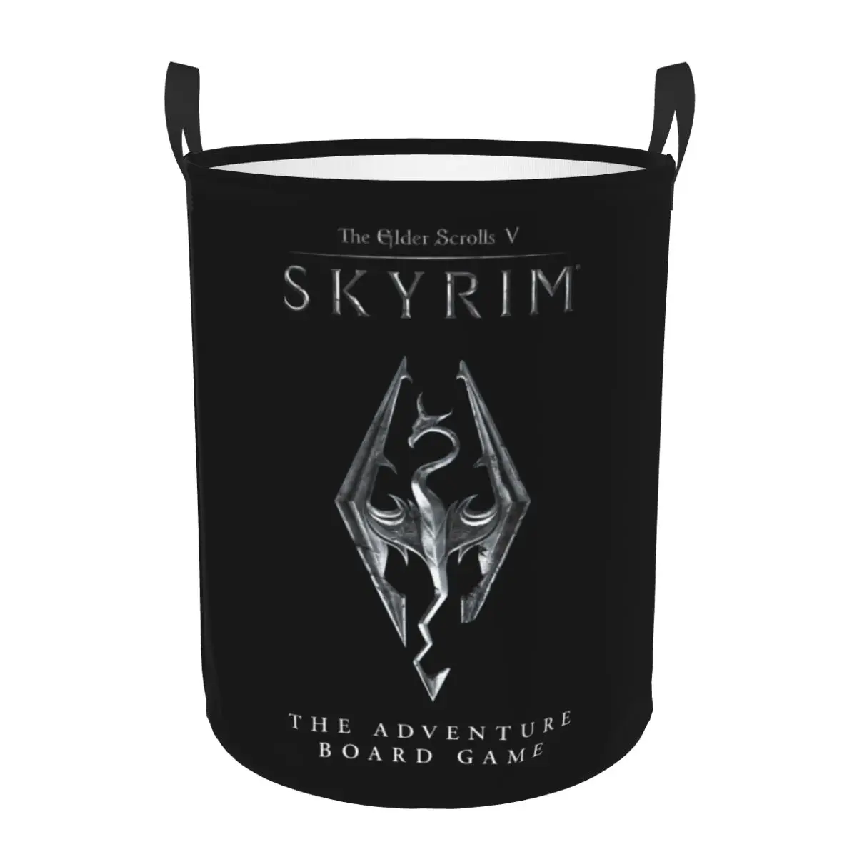 Custom Skyrim Logo Laundry Hamper Large Clothes Storage Basket The Adventure Board Game Toy Bin Organizer for Boy Girl