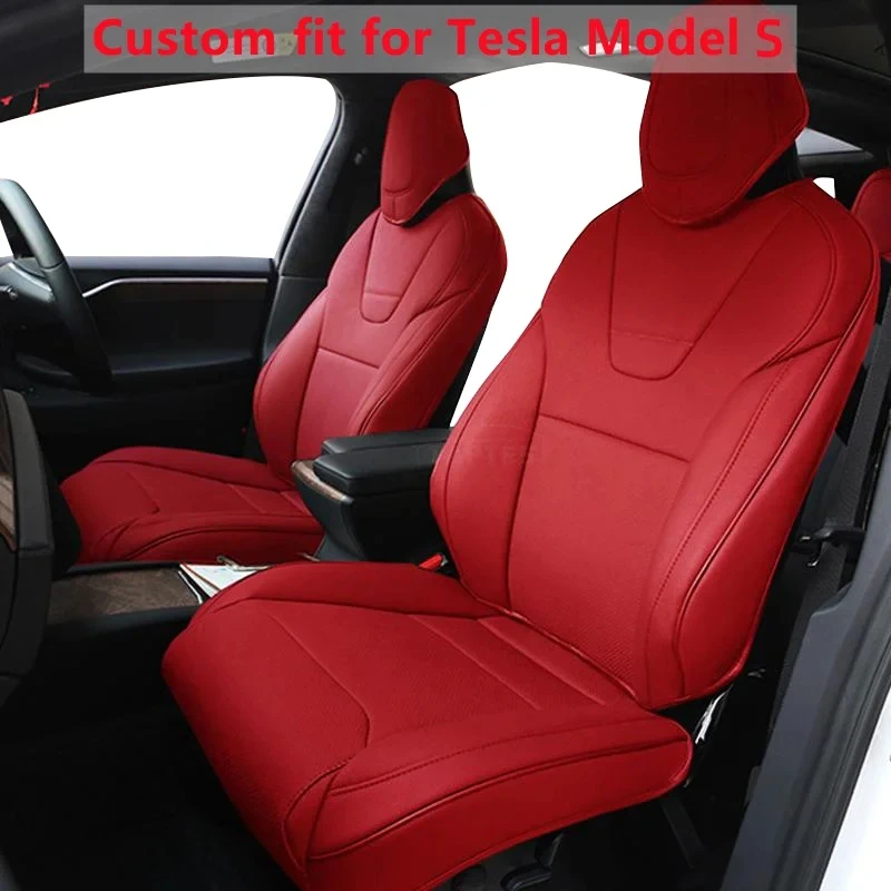 Motoptes Custom Car Seat Covers Specific For Tesla Model S 360 Degree Full Covered High Quality Leather for Front and Rear Seat