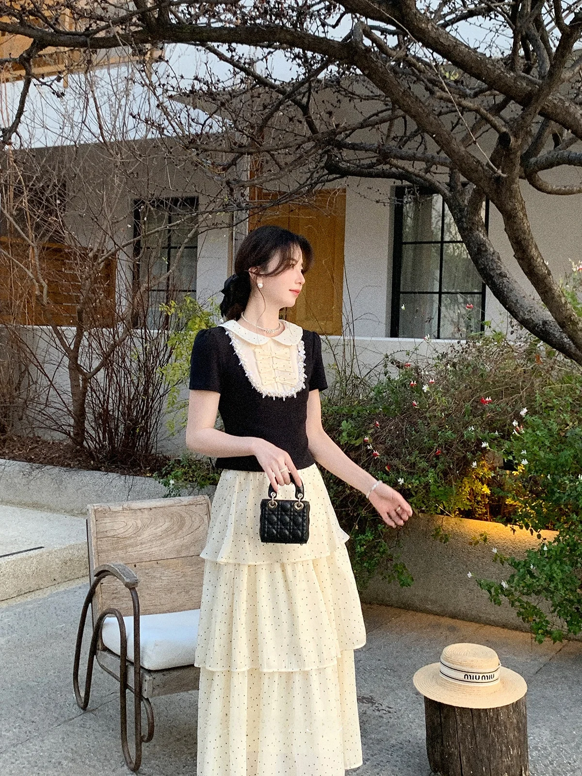 

Юбка А-силуэта с высокой талией в горошек, женская летняя элегантная длинная юбка-кейк, утягивающая фигуру, в нейтральном стиле, для повседневной носки и путешествий, из других материалов