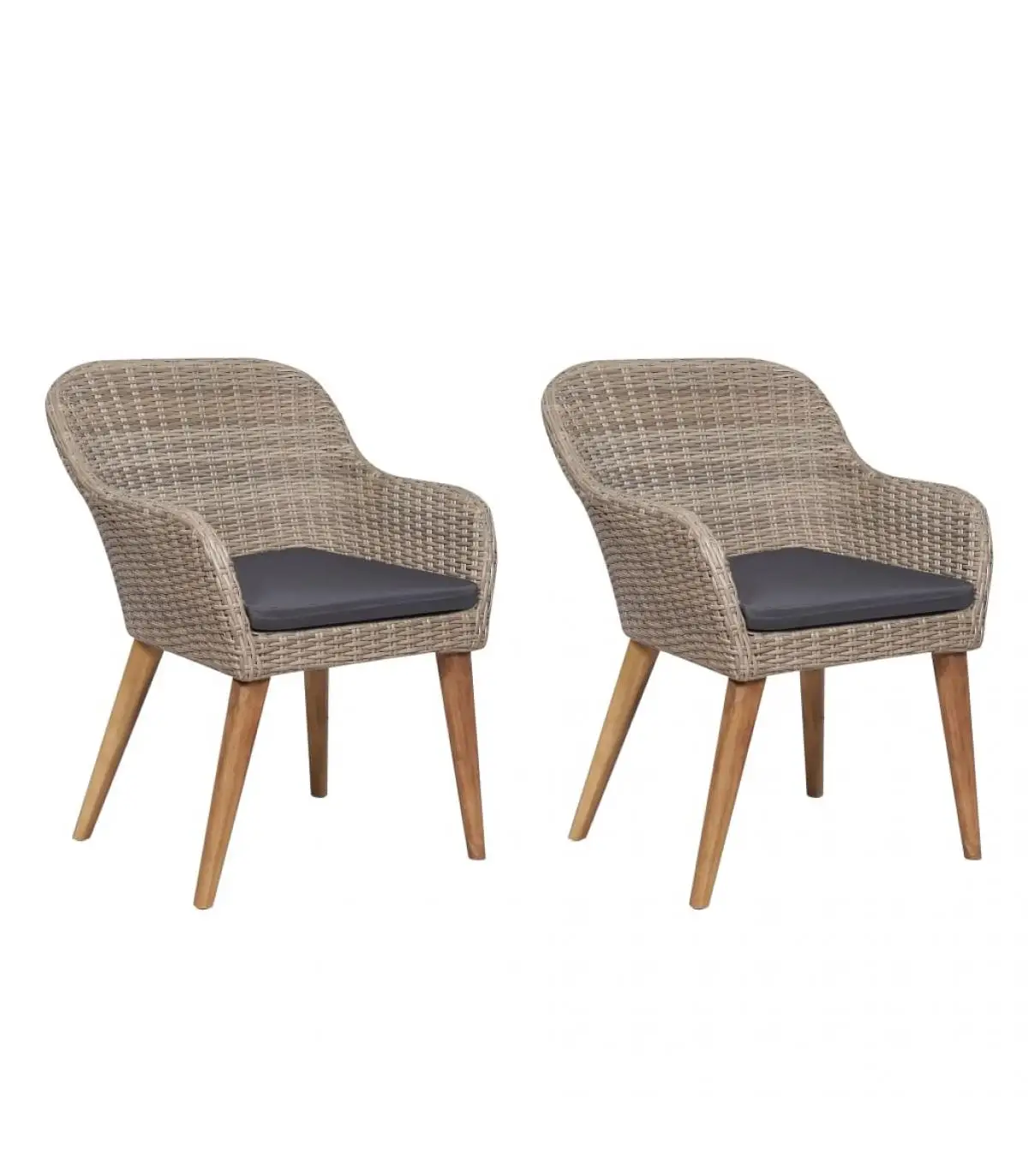 Garden chairs garden chairs with cushions 2 pieces synthetic rattan Brown