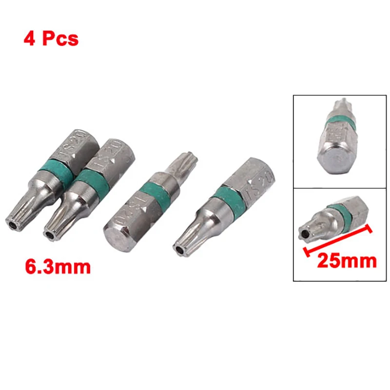 UXCELL 4Pcs TS20 Screwdrivers Set Hex Shank Drill Screwdriver Bit Repair Tools For Power Household Hand Tools 25mm x 6.3mm