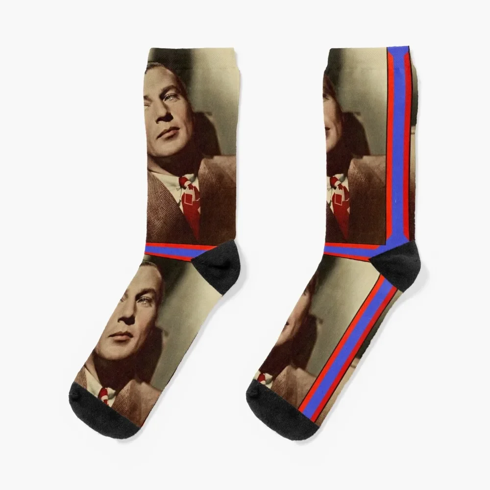 

GARY COOPER Matinee Idol Socks with print winter gifts football Designer Man Socks Women's