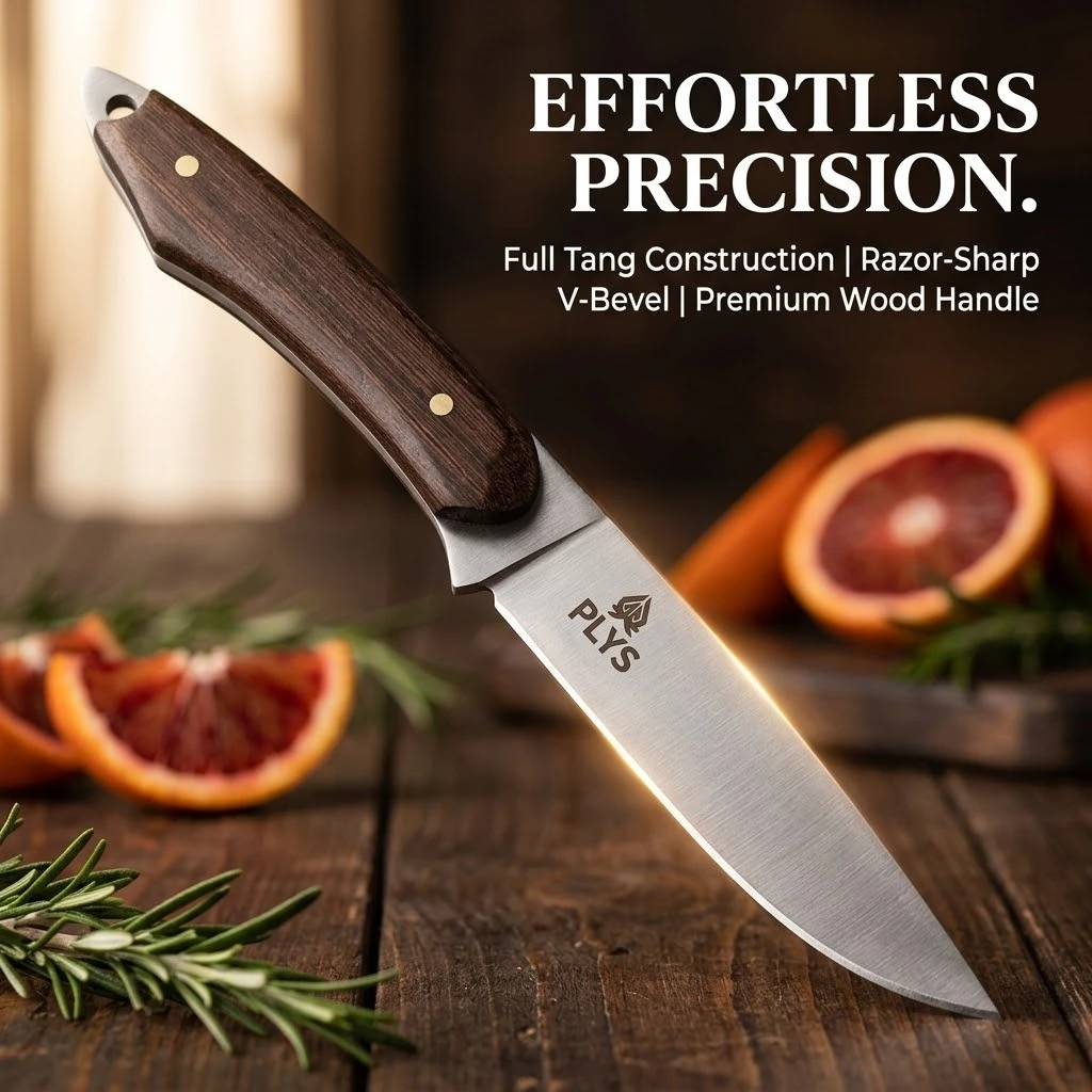 Ultra Sharp Stainless Steel Fruit Kitchen Knife with Wenge Wood Handle, Premium Multipurpose Small Utility Knife for Slicing