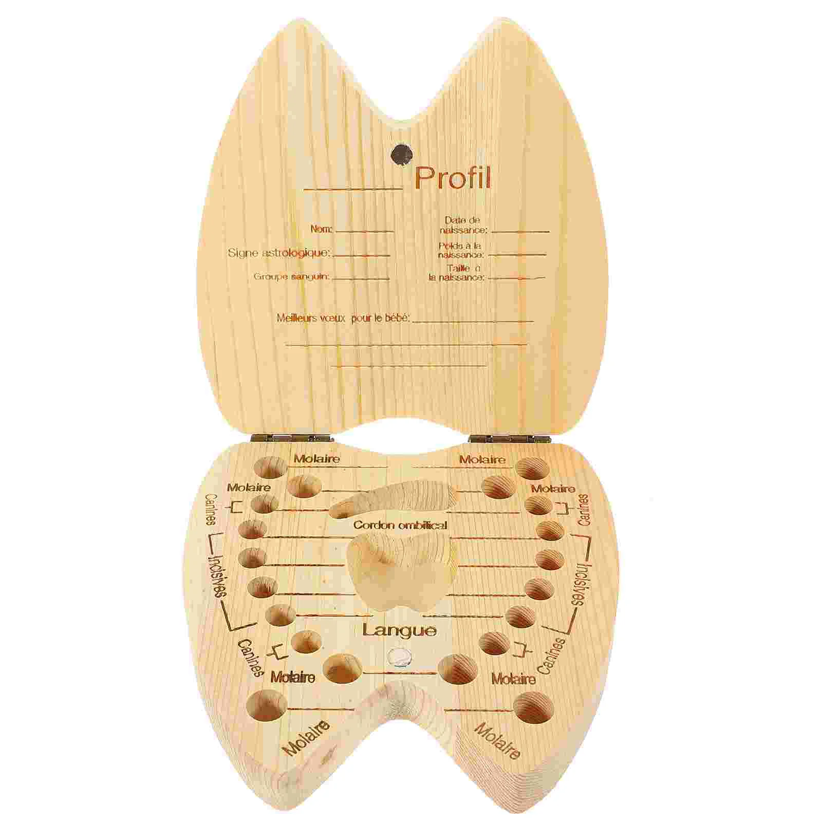 Ratoncito Tooth Box Kids French Children's Baby Teeth Preservation Box Tooth Saver Organizer Storage Souvenir Keepsake Wooden