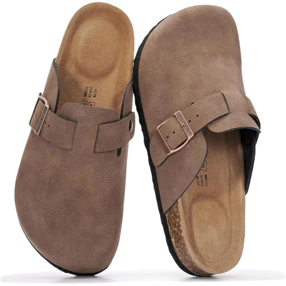 

100% Genuine Leather Women's Clogs with Memory Foam Arch Support and Trendy Slip-On Mules & Sandals