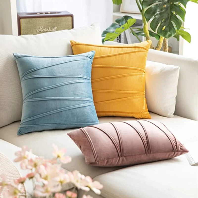 1/2Pcs Velvet Throw Pillow Covers 30x50cm 45x45cm 50x50cm Sofa Accent Couch Cushion Cover for Bed Living Room Square Pillow Case
