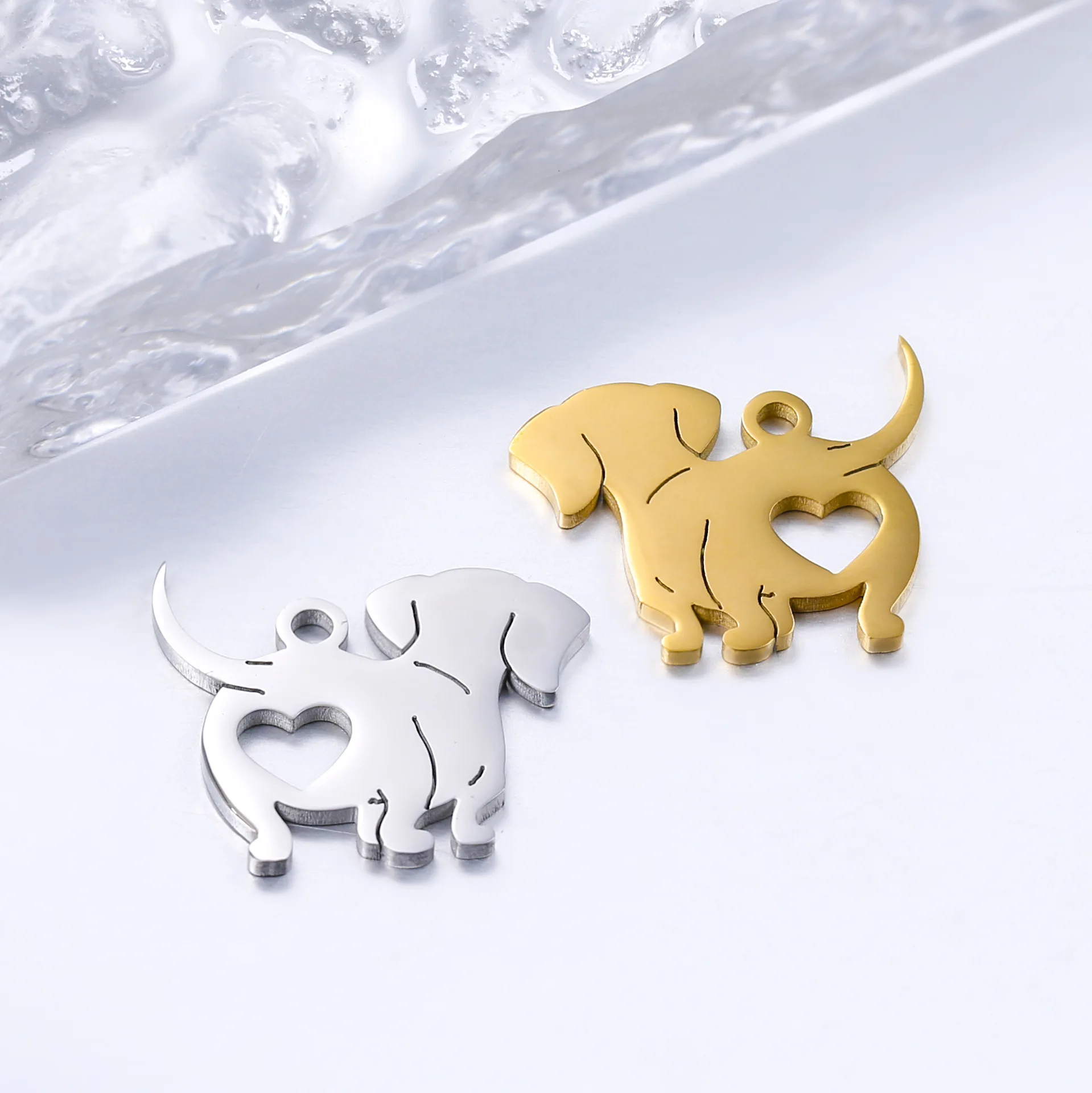 New mirror stainless steel cute animal love dog DIY jewelry accessories pendant
