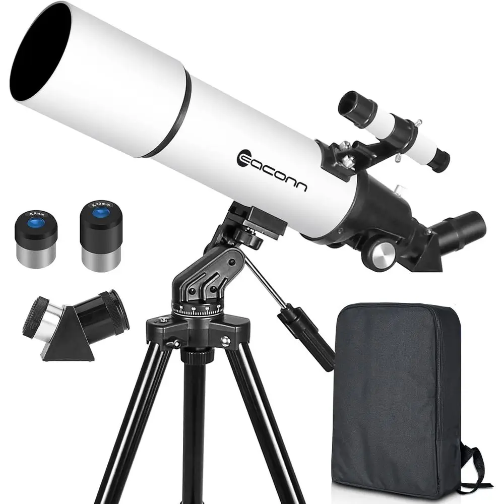 

Portable 80mm Aperture 600mm Refractor Telescope for Stargazing, Ideal for Kids and Beginners with Carrying Bag