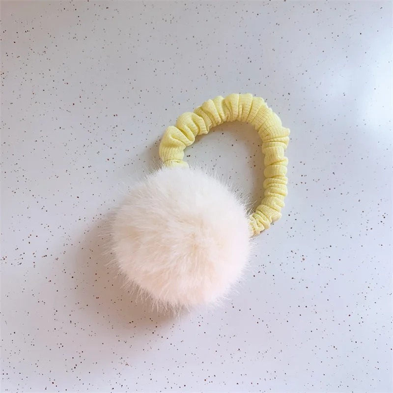 2024 Cute Furry Hair Clip For Kids Fluffy Ball Barrette Girls Plush Hairclip Baby Pompoms Hair Tie elastic hair rope headdress