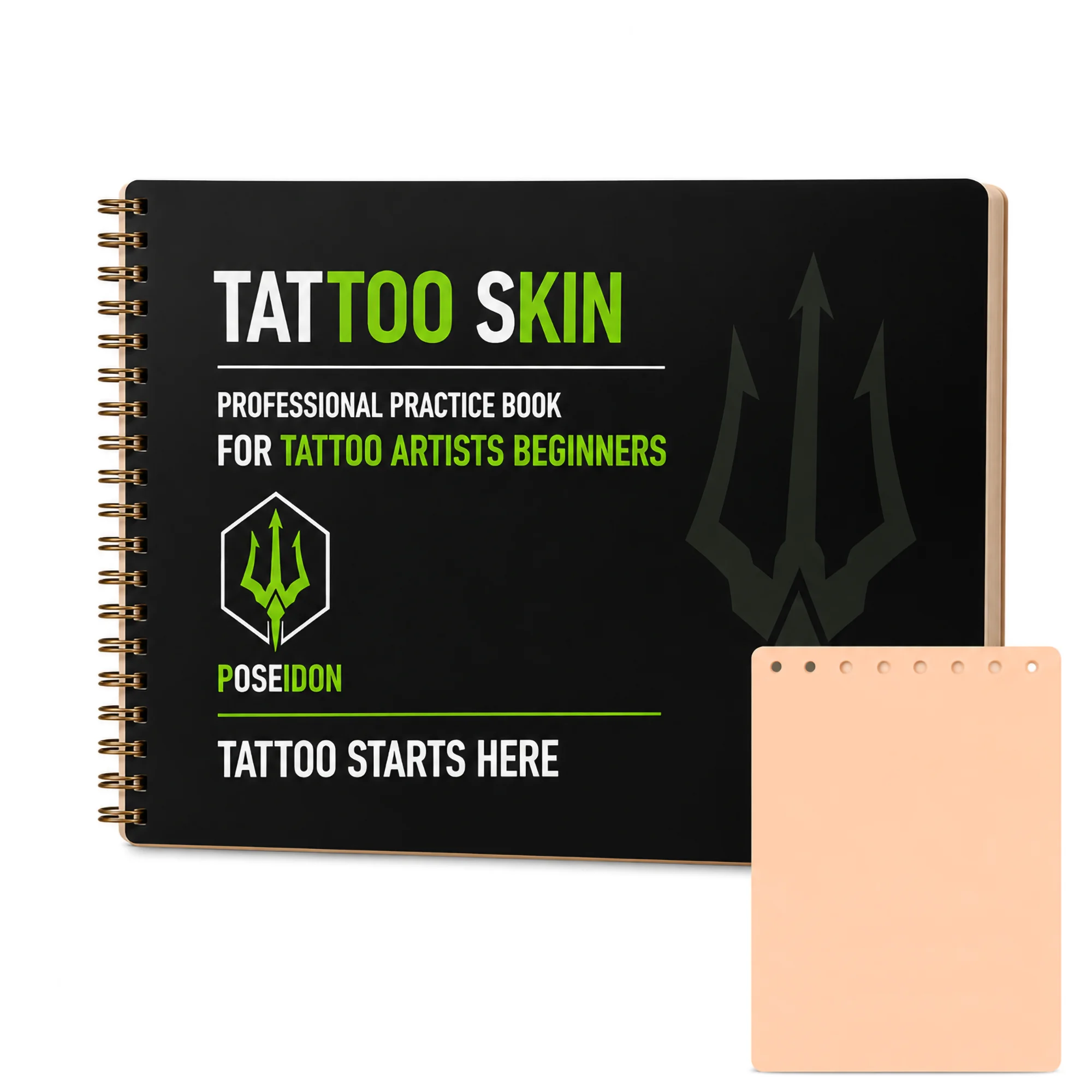 POSEIDON Skin Tattoo Practice Book Fake Tattoo Skin Synthetic Leather for Permanent Makeup Tattoo Beginner Exercise Tool