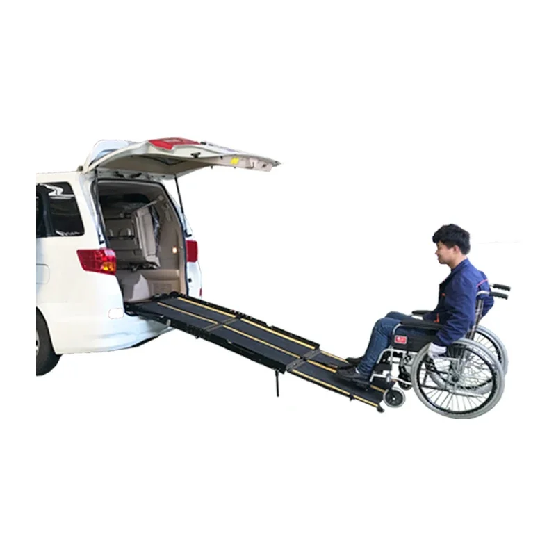 Car Wheelchair Ramp Aluminum Manual Folding Lift Ramps For Van Minivan For The Disabled Wheelchair Users Loading 350Kg