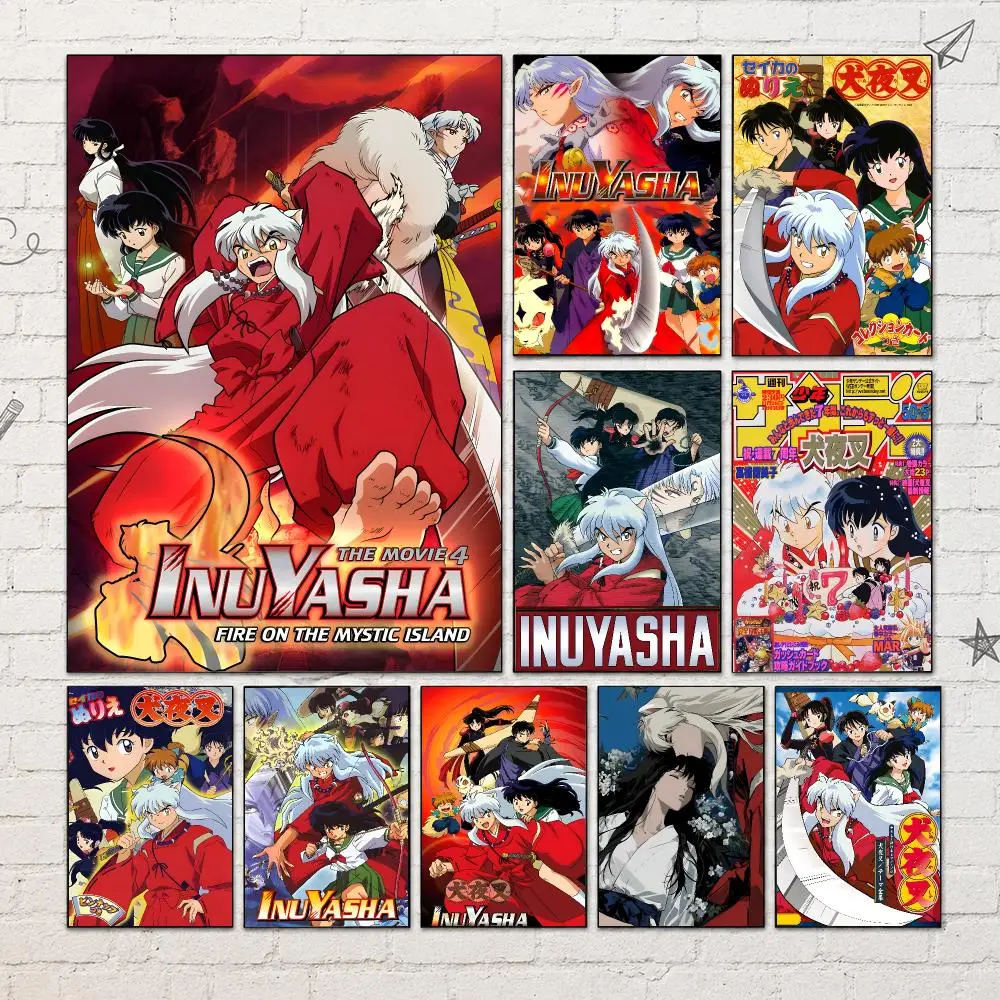 Anime I-Inuyasha Poster PP Self-Adhesive Waterproof Wall Decor for Bedroom,Living Room,Dorm,Bar Aesthetic Decor Gift