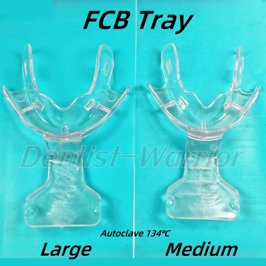 Dental Plastic Frame Cut Back Impression Trays Mandibular Denture Edentulous FCB Clear Large+Middle Autoclave 134℃