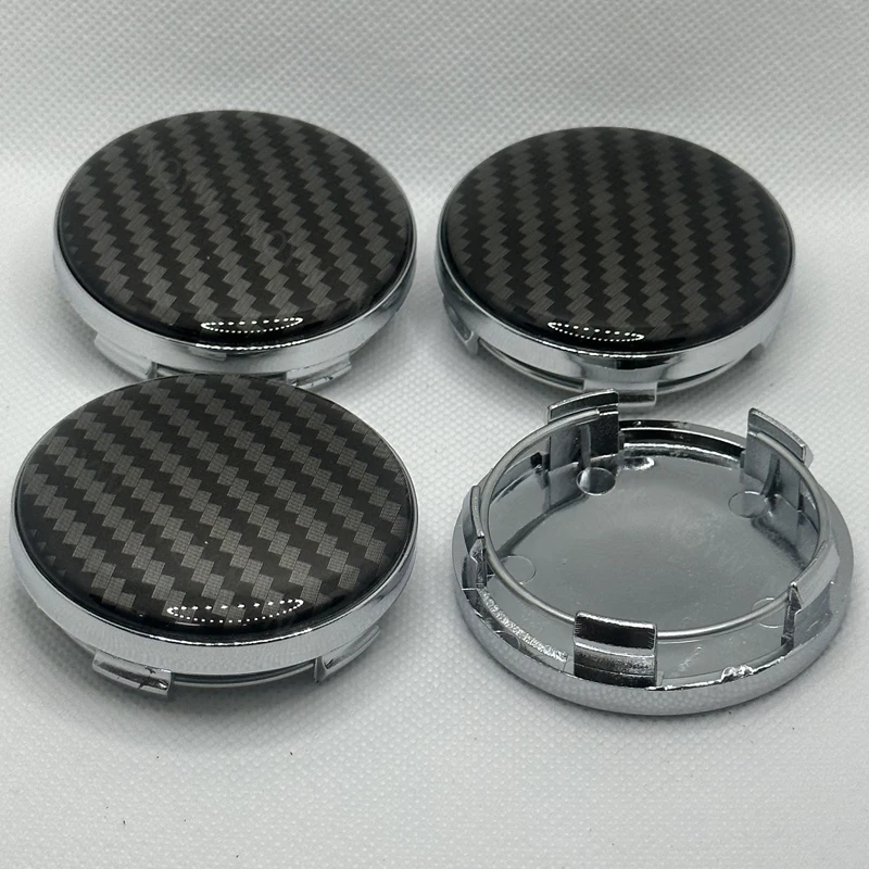 4Pcs/Set 58mm 3D Carbon Fiber Car Wheel Center Caps Car Rim Hubcap Cover Black Silver Hubcap Dust-proof Covers Car Accessories