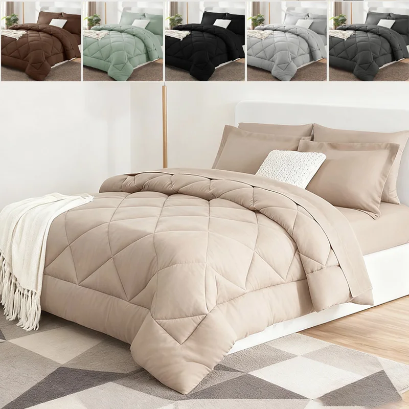 

Classic Solid Color Winter Comforter Soft Comfortable Polyester Bed Quilt Skin-Safe Home Bedding Bedspread King Size Blanket